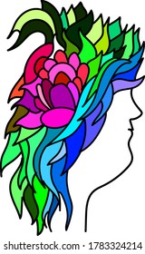 Abstract with colorful flowers and some herbs