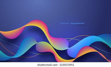 Resumen de las ondas coloridas que fluyen sobre el fondo del degradado. Las líneas son de colores vivos y fluyen suavemente. Ilustración del vector