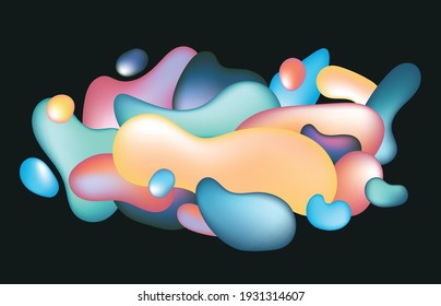 Abstract colorful fluid 3d shape pattern style template. Overlapping with header design background. illustration vector