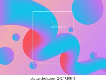 Abstract Colorful Fluid Background with Frame and Bubbles.