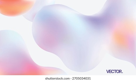 Abstrato Colorido Fluido Gradiente Fundo Bolhas Orgânicas Pastel Suaves, Design Moderno