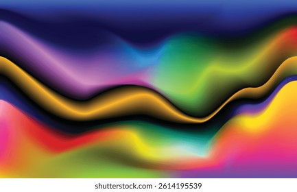 Abstract and colorful fluid gradient mesh background. Blurred color gradation template.