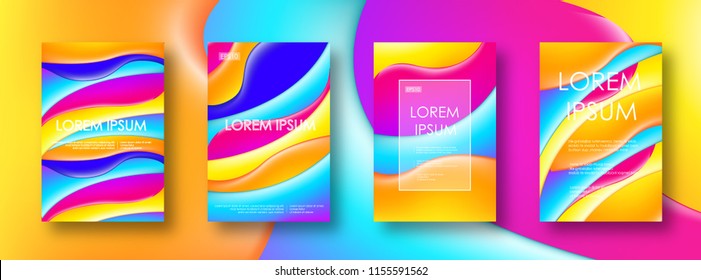 Abstract Colorful Fluid and Liquid Creative Templates. Used on Flyers Banners Web Poster Booklet Card Brochure. Gradient Geometric Design Memphis Trendy Creative Colors. Vector illustration. EPS 10.