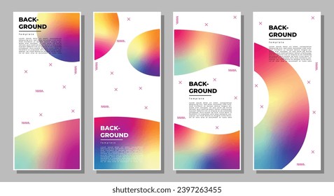 Abstract and colorful fluid shape background set. Organic shapes backdrop design. Simple poster or banner design with vibrant color gradient.
