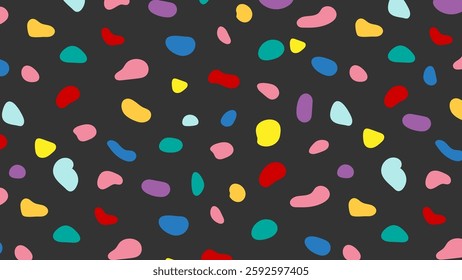 Abstract colorful fluid shape and lines on dark background. Fluid shapes. 