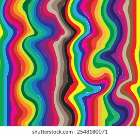Abstract Colorful Fluid Shapes Artwork with Vibrant Contrasting Colors in Modern Minimalist Style