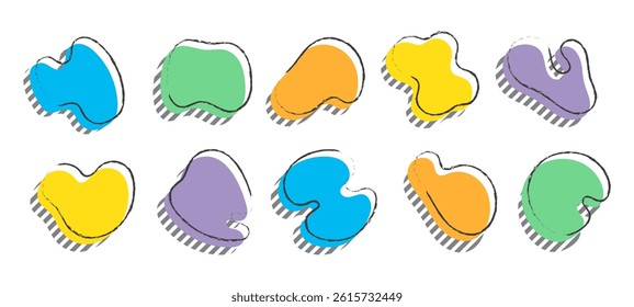 Abstract colorful fluid shapes design, abstract forms, Color Fluid, Liquid shape Elements on White Background vector illustration Hand drawn for banners, cards, social media, etc. vector illustration
