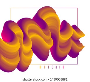 Abstract colorful fluid vector background, dimensional gradient shape element for design, flowing 3D wave, color dynamic motion layout.
