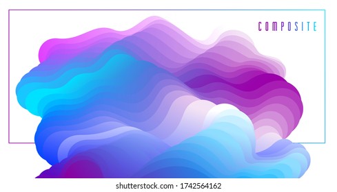 Abstract colorful fluid vector background, dimensional gradient shape element for design, flowing 3D wave, color dynamic motion layout.