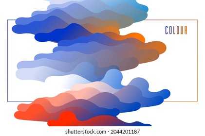 Abstract colorful fluid vector background, dimensional gradient shape element for design, flowing 3D wave, color dynamic motion layout.