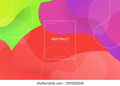 Abstract colorful fluids background composition with vibrant color and dynamic shape. Trendy Background template.