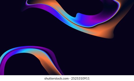 Abstract colorful fluorescent shape on dark background