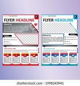 Abstract colorful flyer brochure template design, modern flyer layout,  A4  size, Blue and red color.
