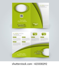 Abstract colorful flyer design background. Brochure template. Can be used for magazine cover, business mockup, education, presentation, report. Green color
