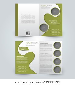 Abstract colorful flyer design background. Brochure template. Can be used for magazine cover, business mockup, education, presentation, report. Green color