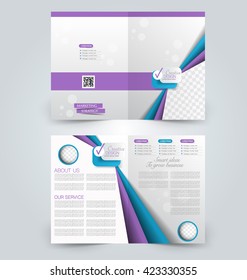 Abstract colorful flyer design background. Brochure template. Can be used for magazine cover, business mockup, education, presentation, report. Blue and purple color