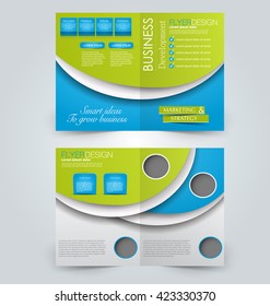 Abstract colorful flyer design background. Brochure template. Can be used for magazine cover, business mockup, education, presentation, report. Blue and green color