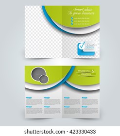 Abstract colorful flyer design background. Brochure template. Can be used for magazine cover, business mockup, education, presentation, report. Blue and green color