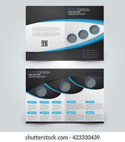 Abstract colorful flyer design background. Brochure template. Can be used for magazine cover, business mockup, education, presentation, report. Black and blue color