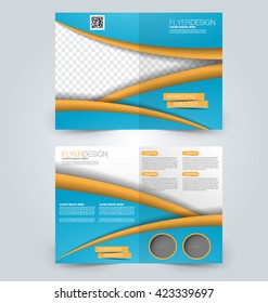 Abstract colorful flyer design background. Brochure template. Can be used for magazine cover, business mockup, education, presentation, report. Blue and orange color