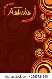 Abstract colorful flyer, poster, banner, placard, brochure design template with place for text. Stylized suns. Aboriginal style. Ethnic style. Australian style. Vector abstract color illustration. 