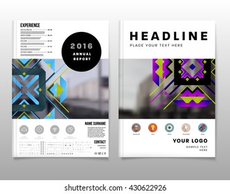 Abstract Colorful Flyers Set. Ethnic Style Geometric Pattern for Brochure Background Design. Templates Collection with Flat Style Elements.