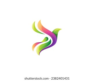 Abstract colorful flying bird logo