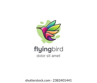 Abstract colorful flying bird logo gradient