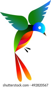 Abstract Colorful Flying Bird Logo
