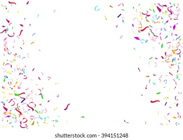 Abstract colorful flying confetti background. Isolated on the white background. Vector holiday illustration.