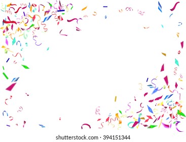 Abstract colorful flying confetti background. Isolated on the white background. Vector holiday illustration.