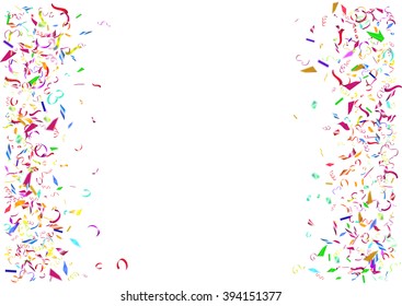 Abstract colorful flying confetti background. Isolated on the white background. Vector holiday illustration.