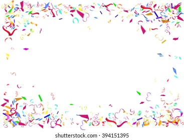 Abstract colorful flying confetti background. Isolated on the white background. Vector holiday illustration.
