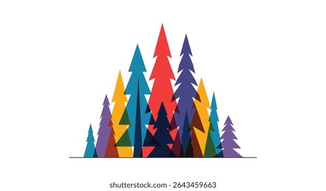 Abstract Colorful Forest Trees Creative Design Concept Nature Illustration Woodland Graphic Decoration Scene
