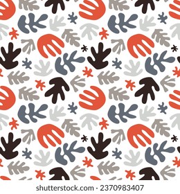 Abstract colorful form seamless pattern matisse style vector illustration.