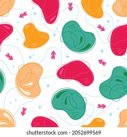 Abstract colorful forms seamless pattern on white background. Vector illustration