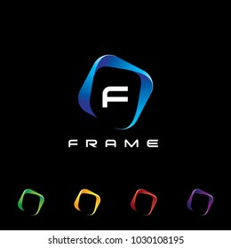 Abstract Colorful Frame Logo Sign Symbol Icon With Letter Set