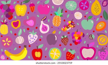 Abstract Colorful Fruits Vector Background for Modern Designs