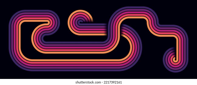 Abstract Colorful Funky Retro Vintage Background. 1970s Retro Style With Stripes Vector Illustration