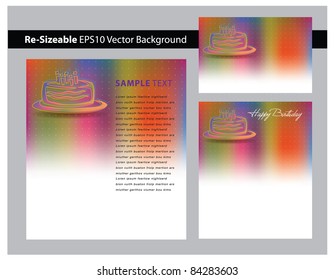Abstract Colorful Generic Birthday Graphic Templates with plenty of space for text.