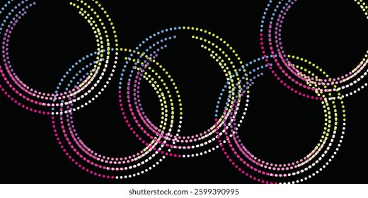 Abstract colorful geometric background - abstract circular digital background posters circles lines effect. dotted circle with radial lines.