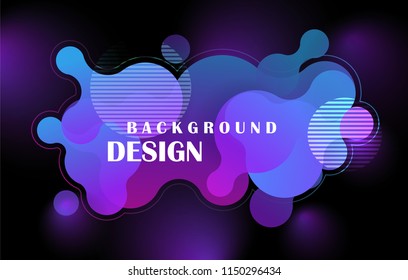 Abstract colorful geometric background design. Neon fluid shapes composition with futuristic gradients on black background. Abstract Eps10 vector background.