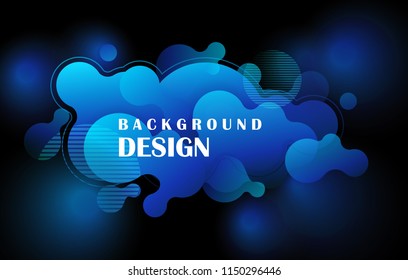 Abstract colorful geometric background design. Neon fluid shapes composition with futuristic gradients on black background. Abstract Eps10 vector background.