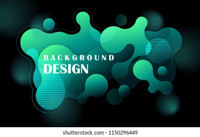 Abstract colorful geometric background design. Neon fluid shapes composition with futuristic gradients on black background. Abstract Eps10 vector background.