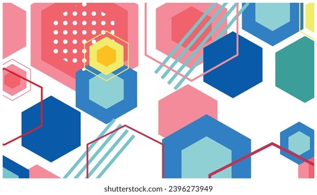 Abstract colorful geometric background with hexagons and dots. Colorful vector illustration for your design. Can be used for advertising, presentation, backdrop and banner template