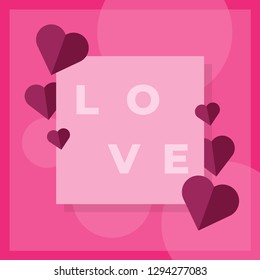 abstract colorful geometric background. modern gradient illustration of heart love valentines day. Unique artistic wallpaper, flat shapes composition, layout, theme pink and blue color concept