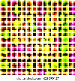 Abstract colorful geometric background. Mosaic tiles geometric seamless pattern in neon summer colors. Poster, banner, card, textile, wallpaper template. Vector geometric background.