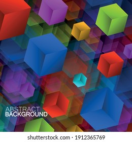 Abstract colorful geometric background with overlapping bright squares. Vector illustration