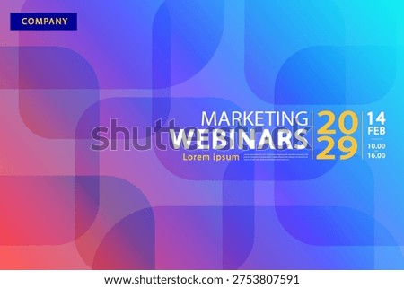 Abstract colorful geometric background with overlapping rounded squares and vibrant gradients. Creative design for marketing webinar, business presentation, or digital technology banner with copy space.