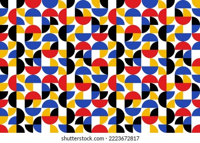 Abstract. Colorful geometric background pattern seamless. Bauhaus style. Vector.